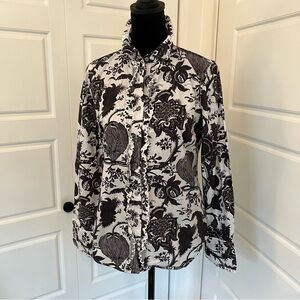 J. Crew Slim Charcoal and White Floral Button Down Shirt